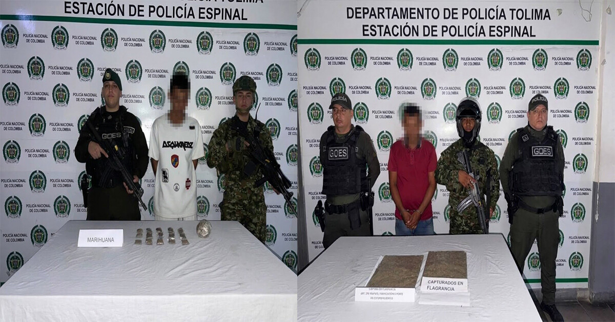 Dos hombres cayeron con droga durante operativos policiales en El Espinal