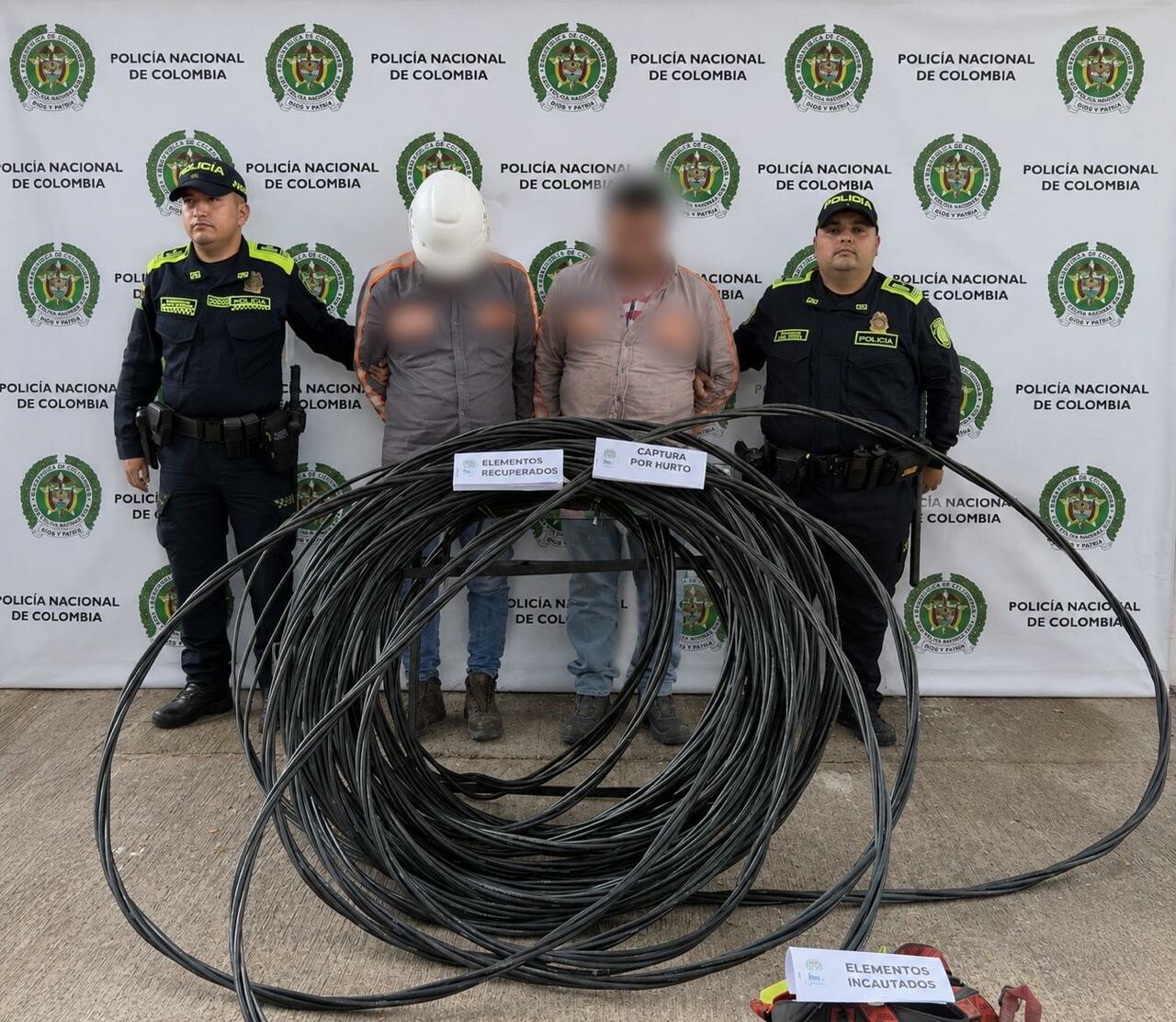 Cayeron alias 'El Calentano' y su compinche cuando se robaban 210 metros de cable en Ibagué