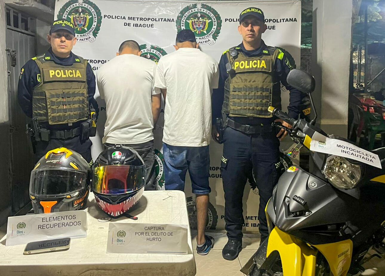 Dos hombres detenidos por hurto en la comuna 8 de Ibagué
