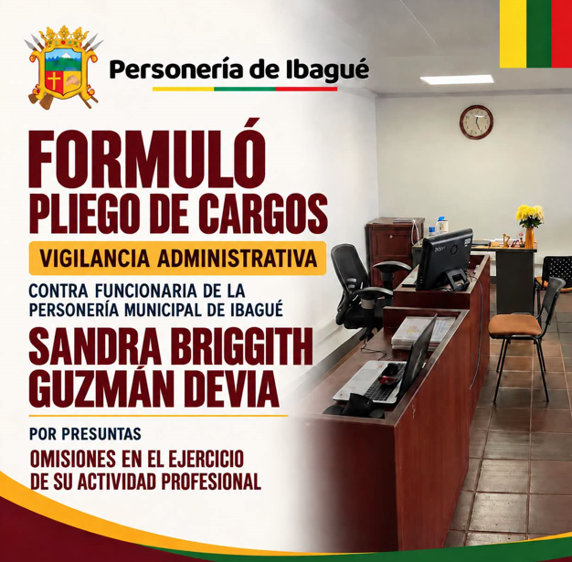 Funcionaria de la Personería de Ibagué irá a juicio disciplinario