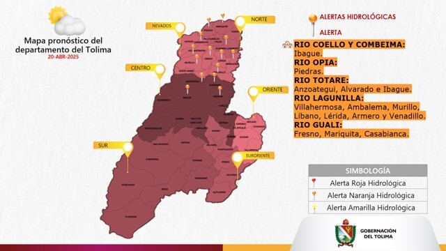 Conozca los municipios del Tolima en riesgo por fuertes lluvias