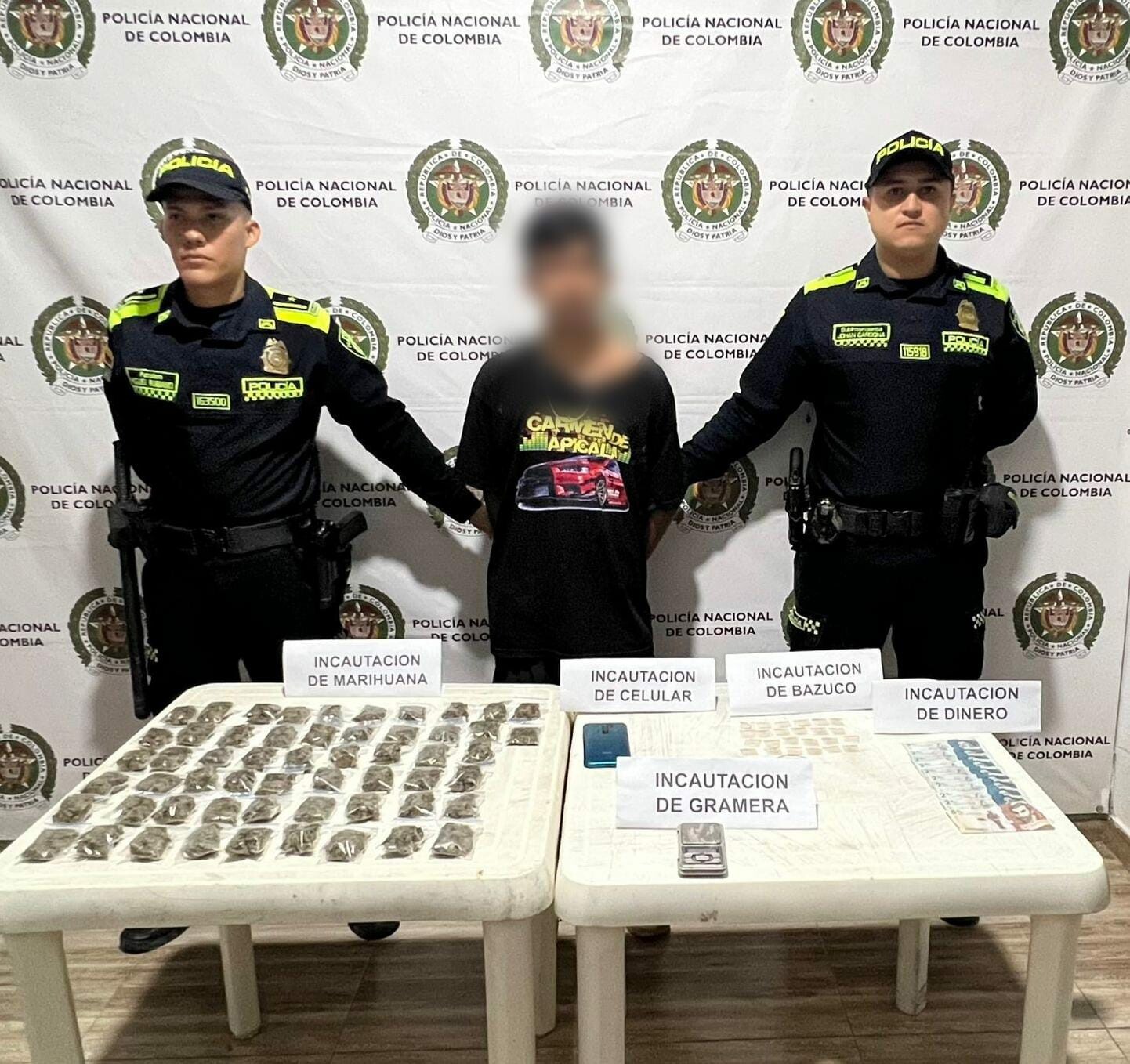 Capturan a hombre con droga en operativo en Carmen de Apicalá