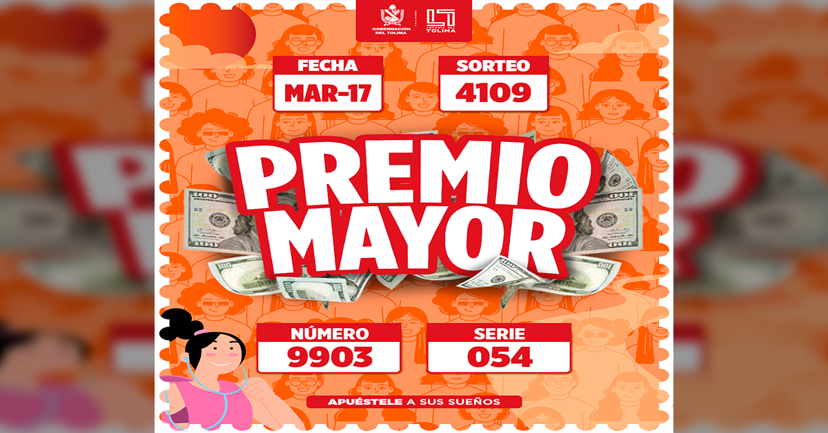 Resultados del sorteo día 17 de marzo 2025 Loteria del Tolima