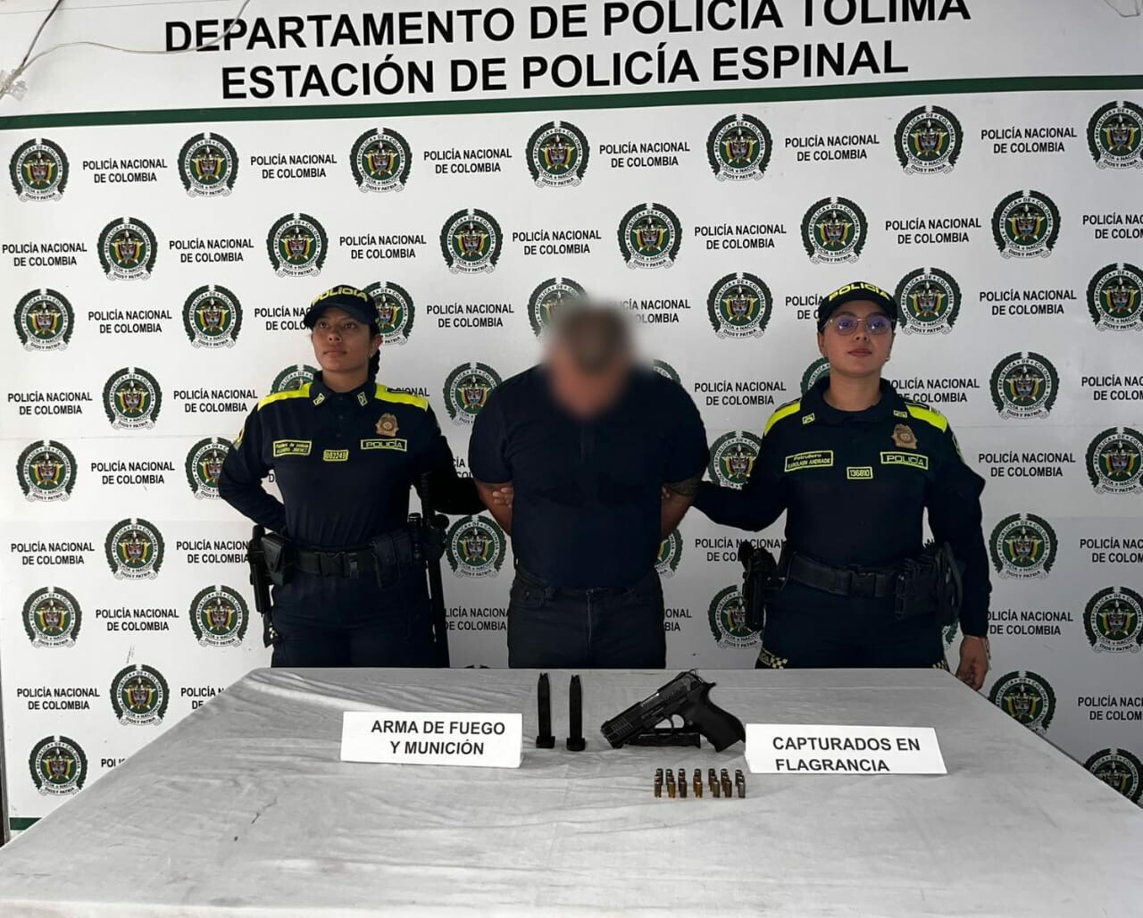 Cae en El Espinal con arma traumática y munición ilegal