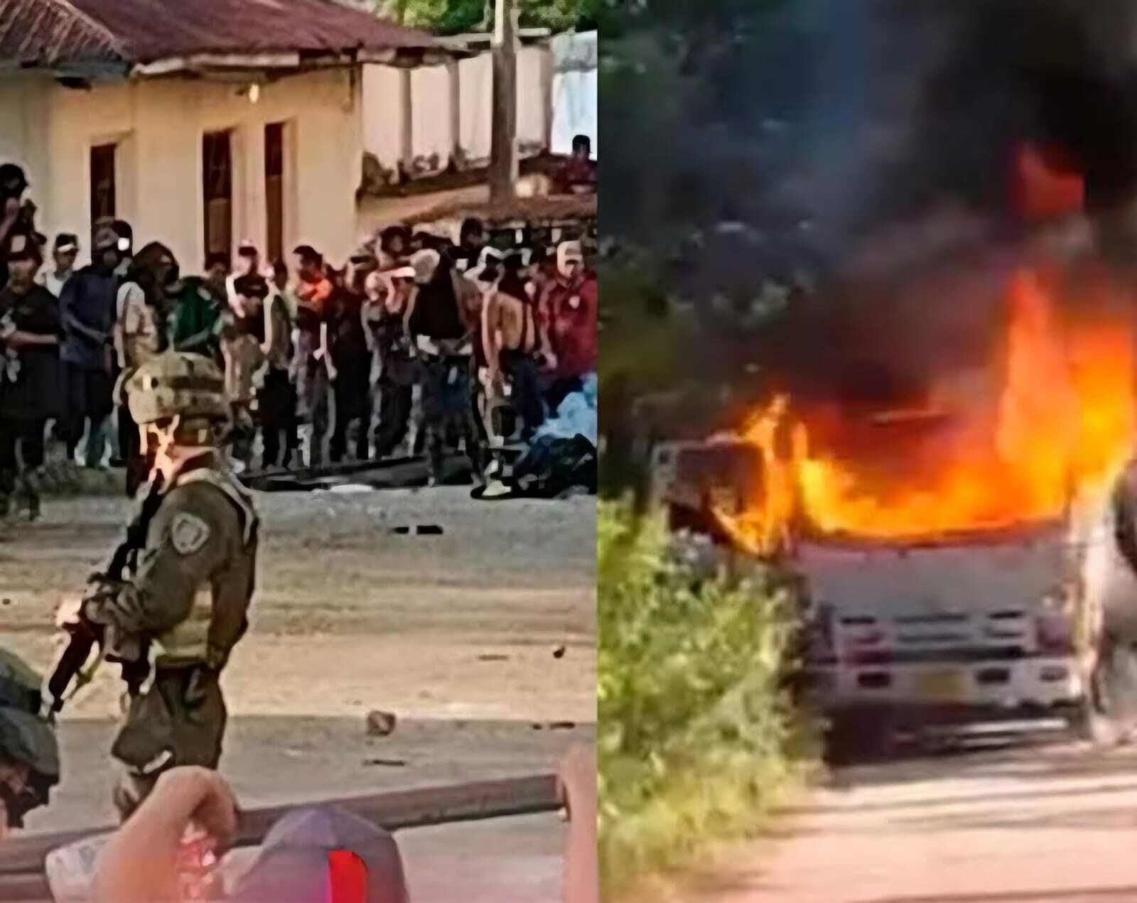 Vehículo policial fue incendiado durante operativo militar en Ataco