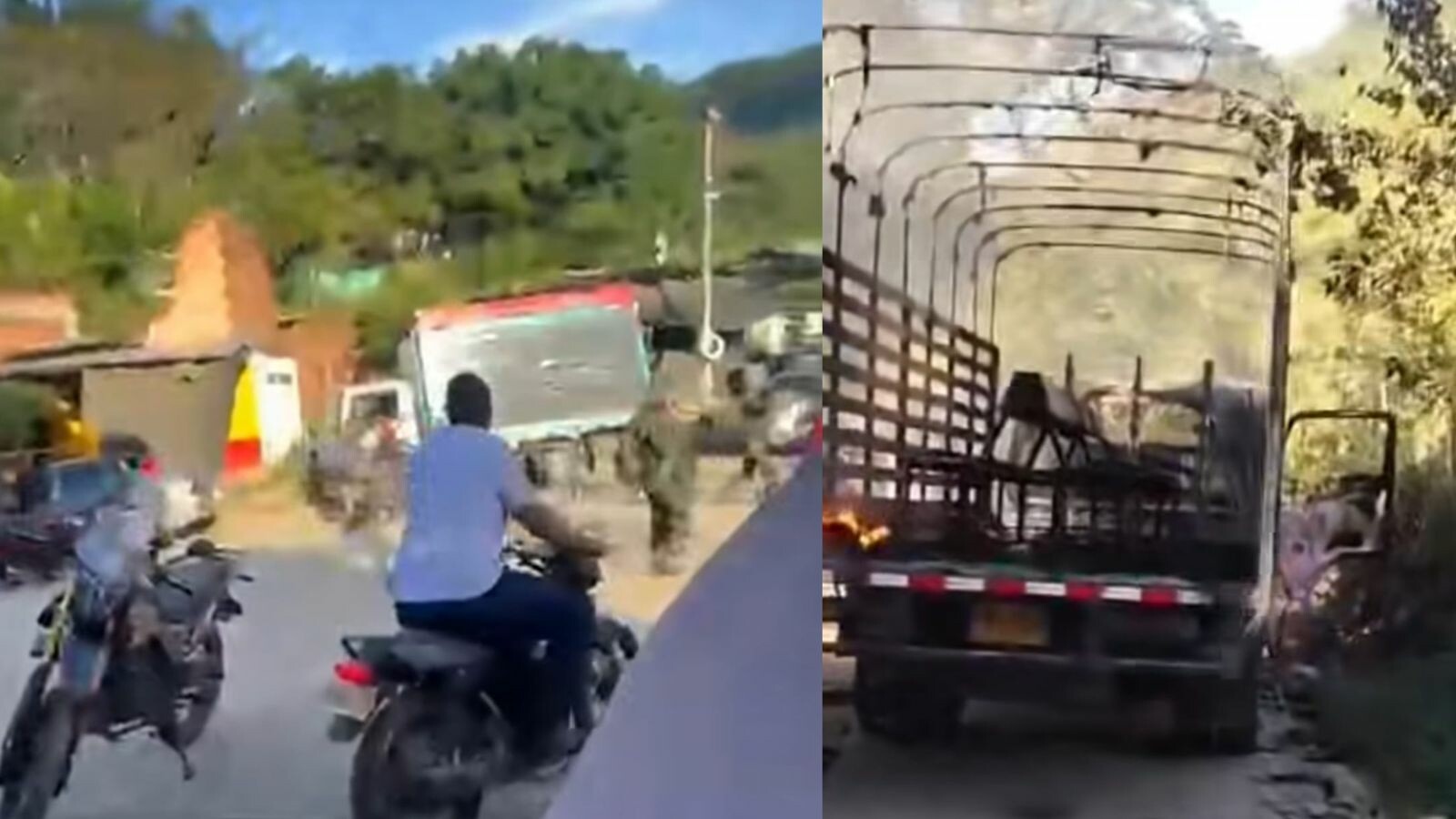 Vehículo policial arde tras operativo militar en Ataco
