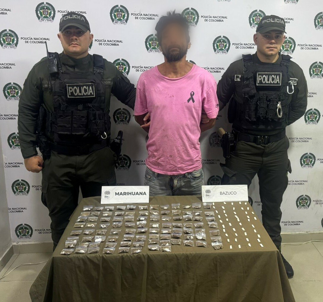 Alias “Barbas” cae con más de 130 dosis en Ibagué