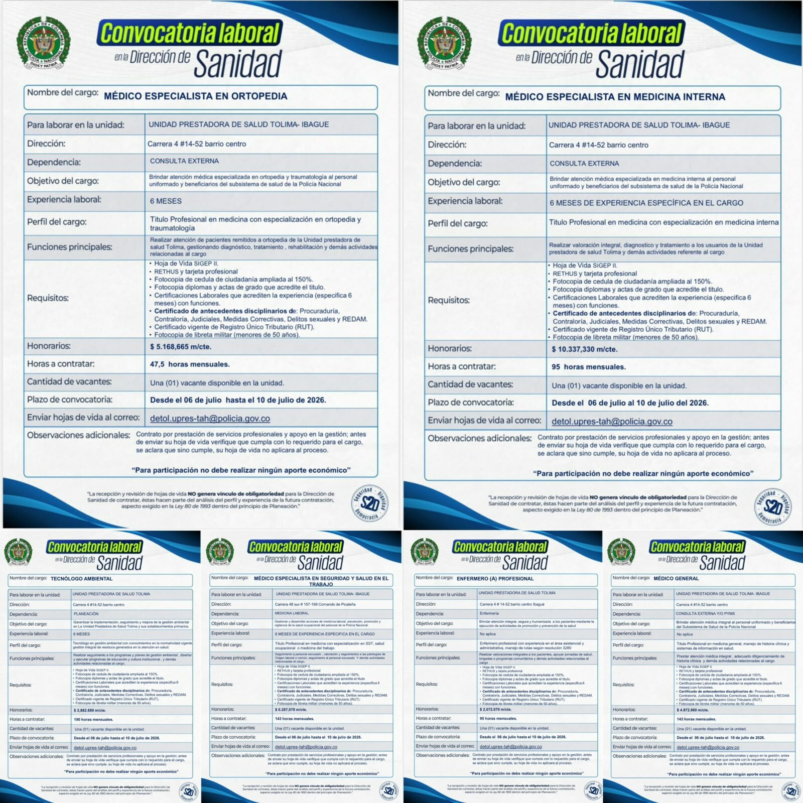 Convocan profesionales de la salud para cubrir vacantes en Sanidad Policial