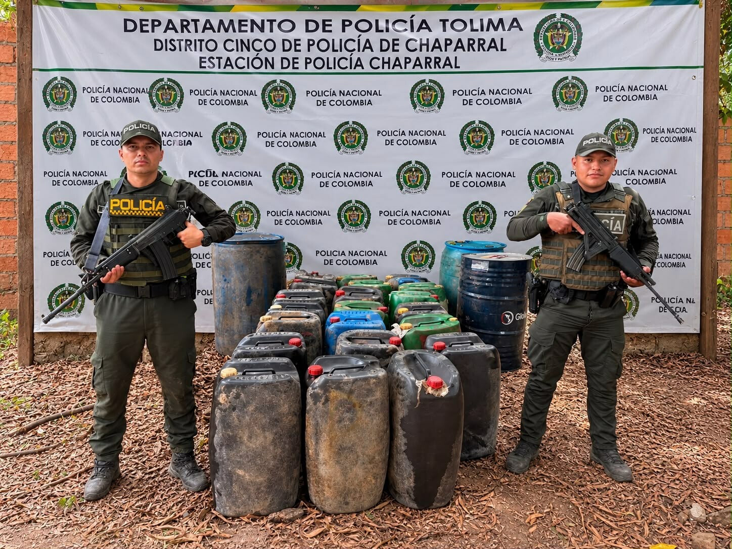 340 galones de ACPM fueron incautados durante control policial en Chaparral
