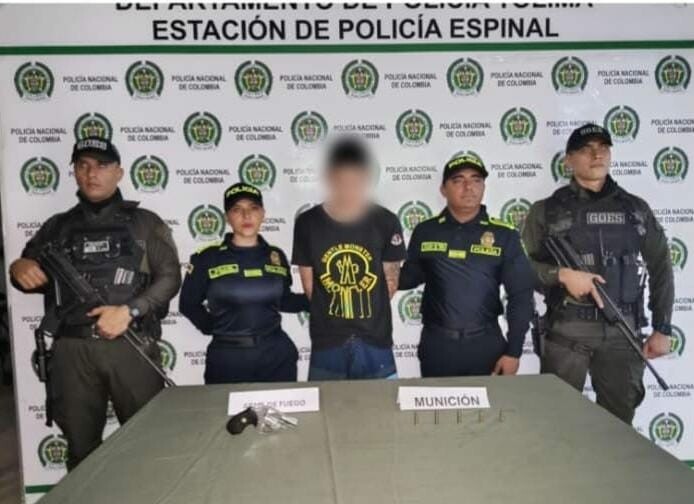 Captura en El Espinal termina con un revólver y cinco cartuchos incautados