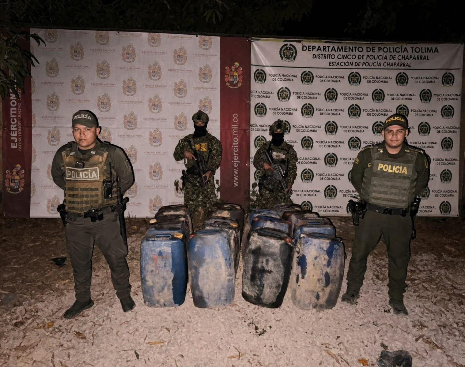 Incautan 220 galones de ACPM durante operativo en Chaparral