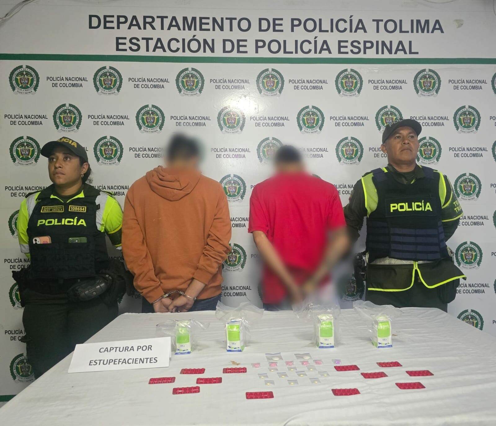Ketamina y 137 pastillas: dos capturados en la vía Ibagué-Espinal