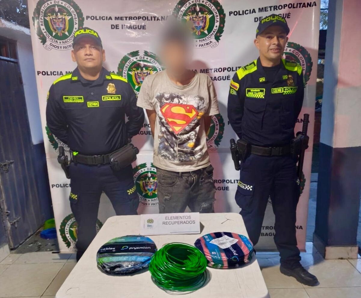 Alias ‘El Piojo’ fue capturado tras hurto de cable en Ibagué