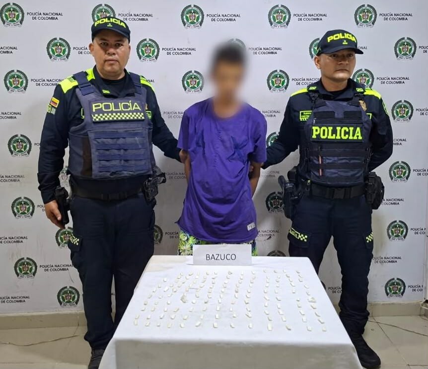 Llevaba 128 dosis de base de coca en su pantaloneta y terminó capturado en Ibagué