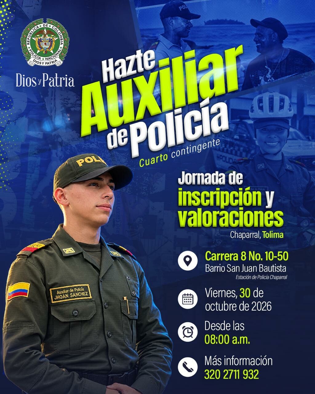 Policía abre convocatoria en Tolima y ofrece siete incentivos económicos a jóvenes
