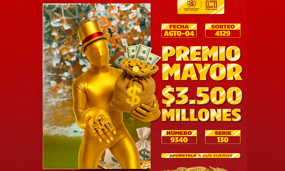 Resultados Lotería del Tolima, lunes 4 de agosto de 2025