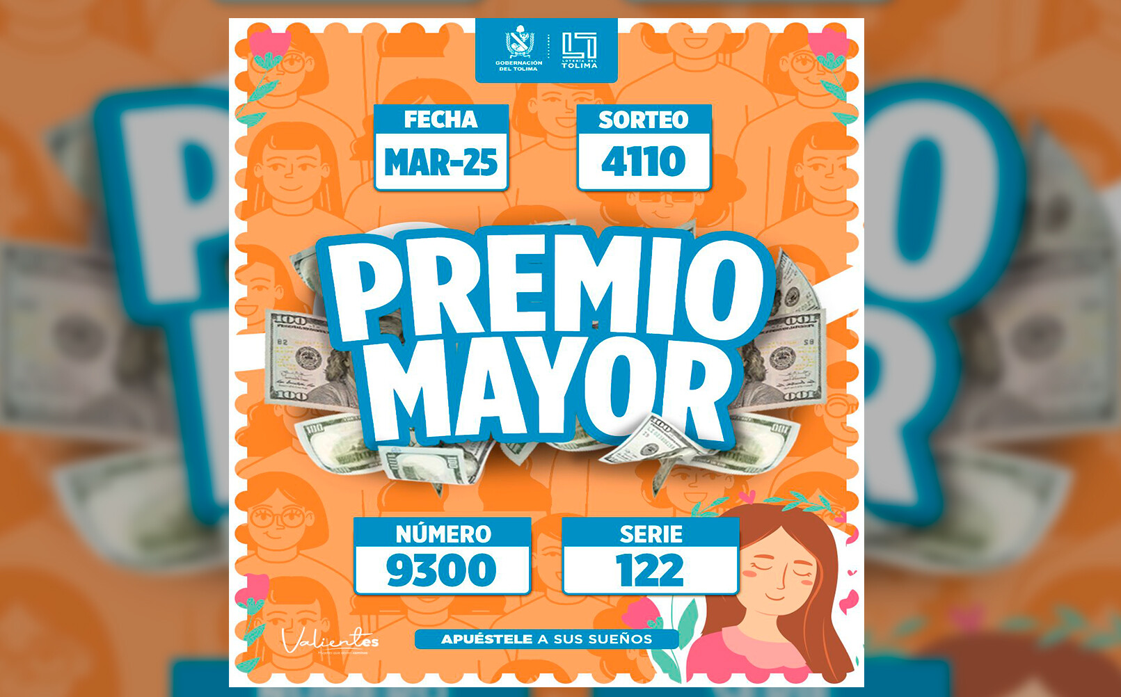 Resultados de la Lotería del Tolima sorteo 4110 dia 25 de marzo 2025
