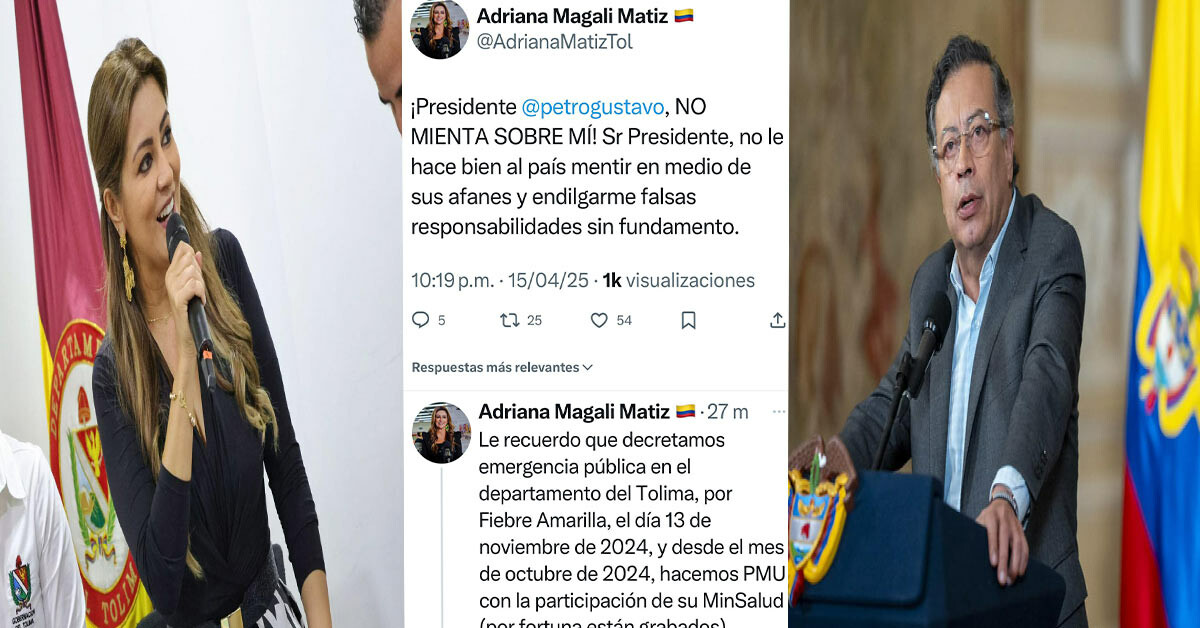 Gobernadora del Tolima, le dijo mentiroso al presidente Petro, y lo dejó sin argumentos