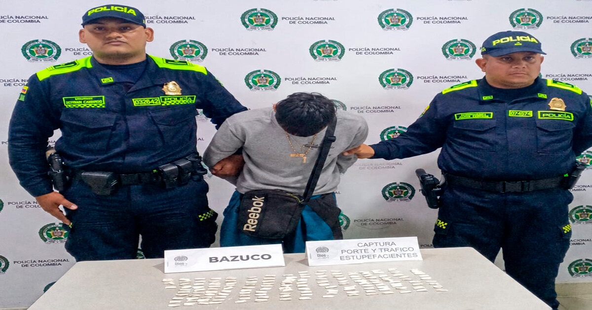 Capturan a hombre con 153 dosis de bazuco y antecedentes judiciales