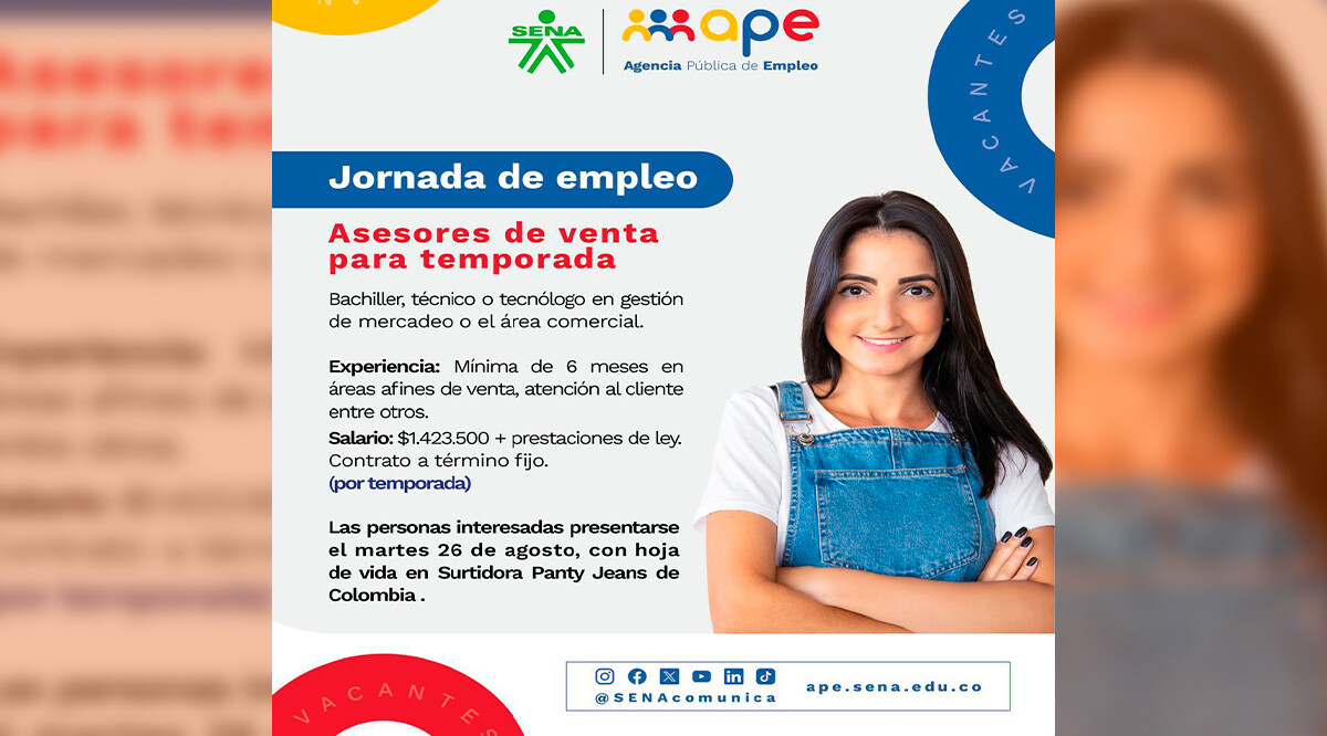 Panty Jeans busca personal con experiencia mínima en ventas y atención al cliente