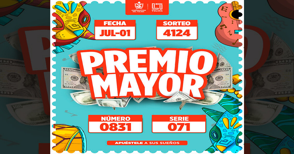 Resultados Lotería del Tolima del martes 1 de julio de 2025