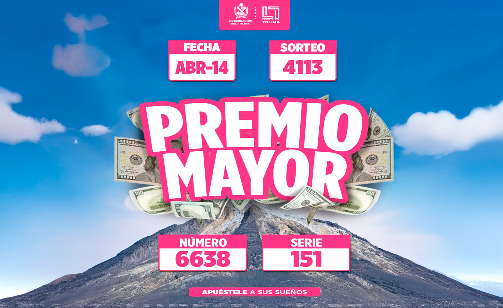 Resultados de la Lotería del Tolima, lunes 14 de abril 2025 sorteo 4113