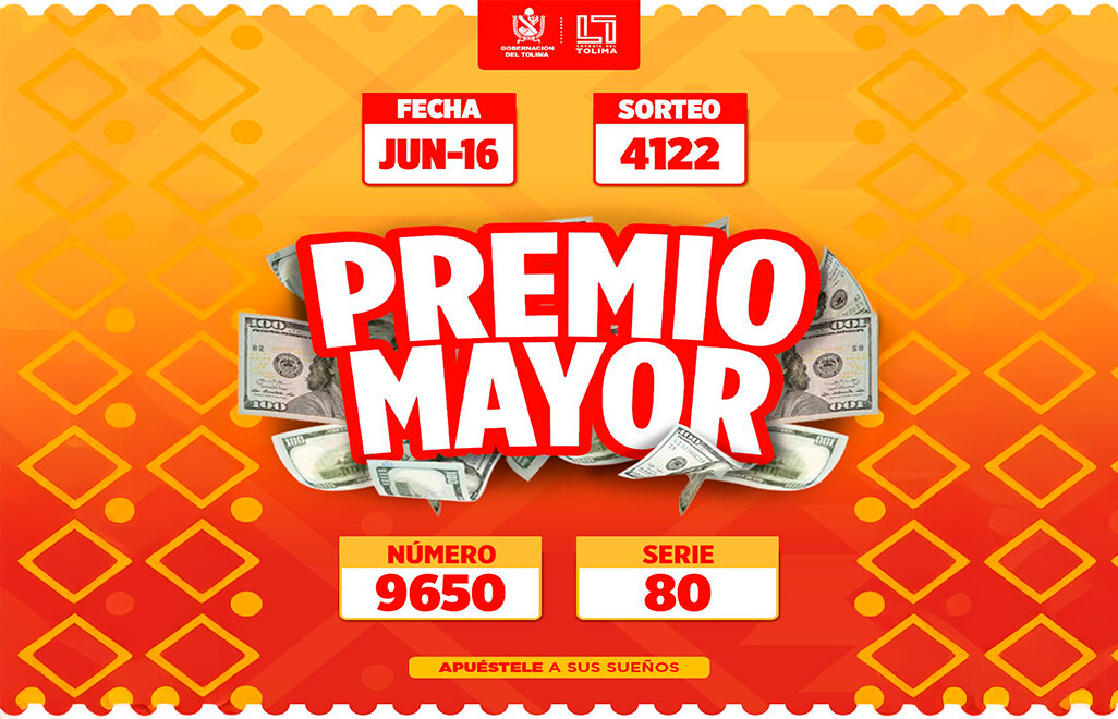 Resultados Lotería del Tolima 16 de junio de 2025