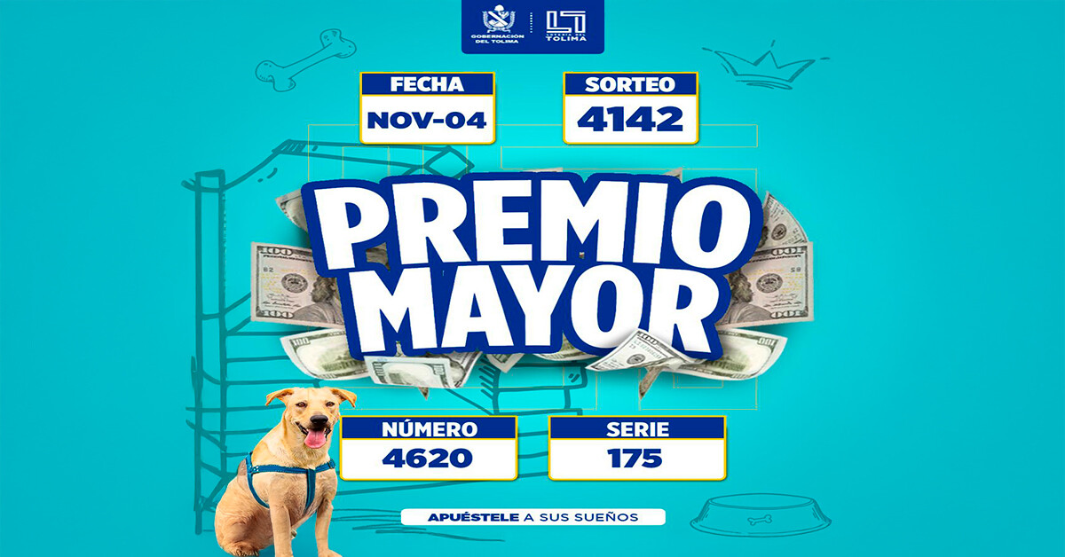 Resultados Lotería del Tolima, lunes 4 de noviembre de 2025