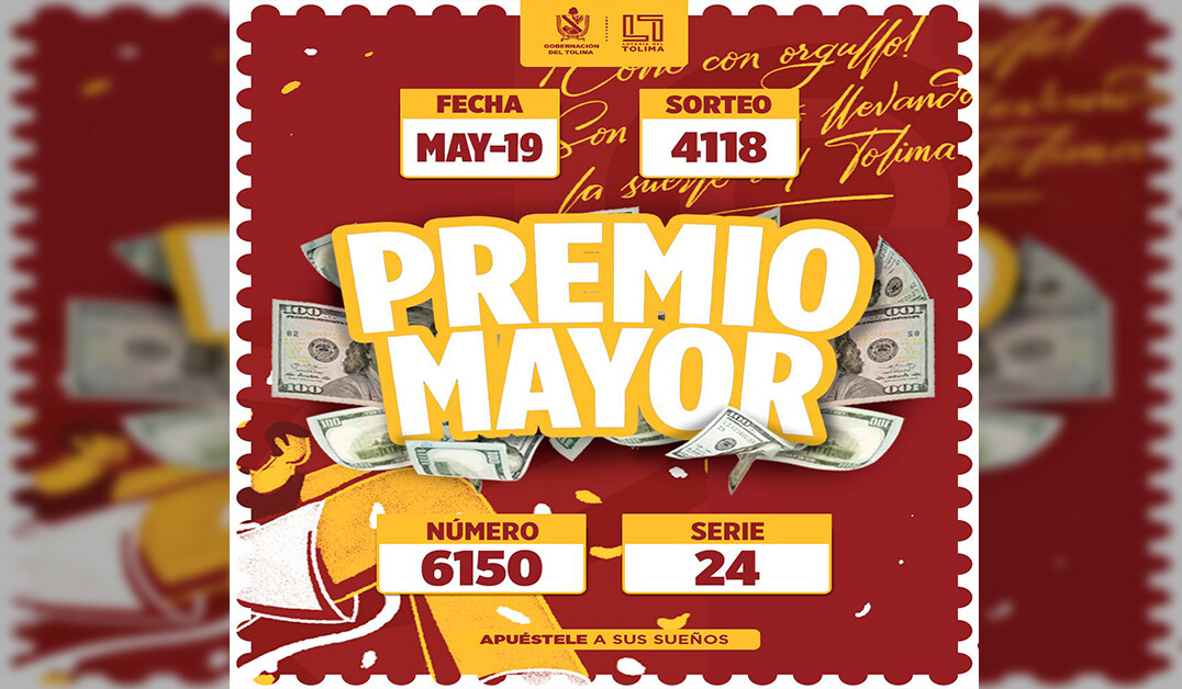 Lotería del Tolima, resultados del 19 de mayo de 2025