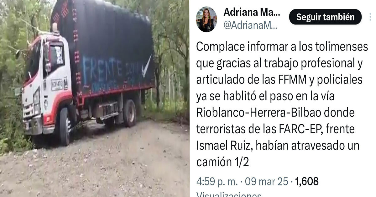 Militares recuperan paso por vía a Rioblanco, tras amenaza Guerrillera