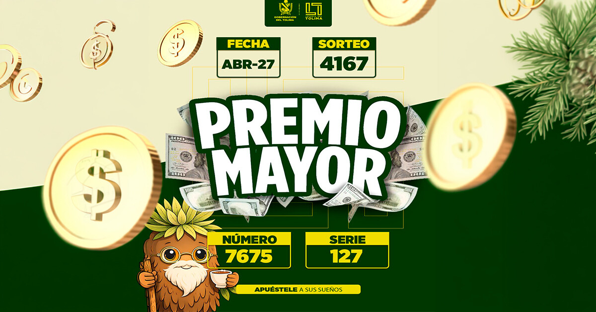 Resultados 27 de abril 2026  de la Lotería del Tolima