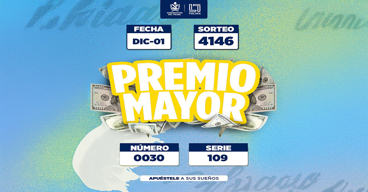 Resultados Lotería del Tolima, lunes 1 de diciembre de 2025