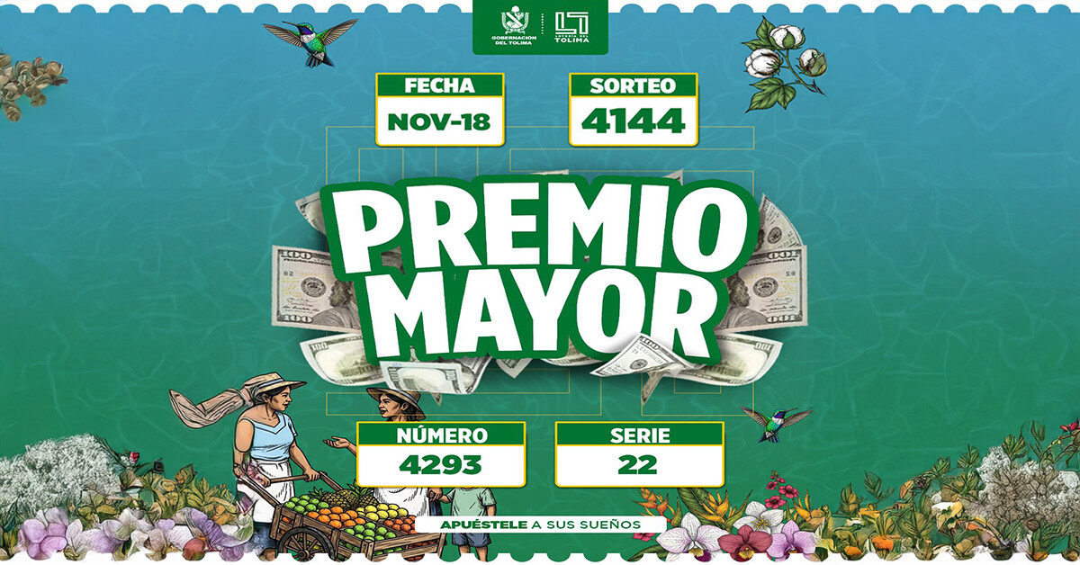 Resultados Lotería del Tolima, lunes 18 de noviembre de 2025