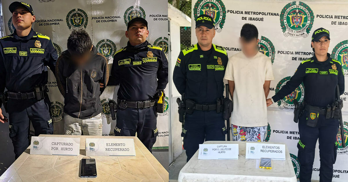Capturan a dos hombres por hurto en barrios de Ibagué
