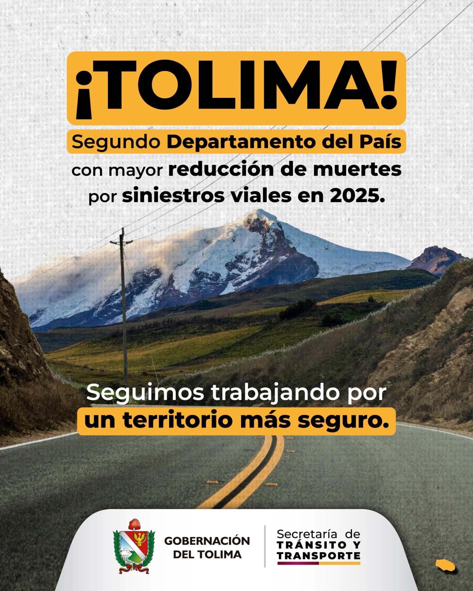 Tolima registra fuerte caída en muertes viales y se convierte en segundo del país