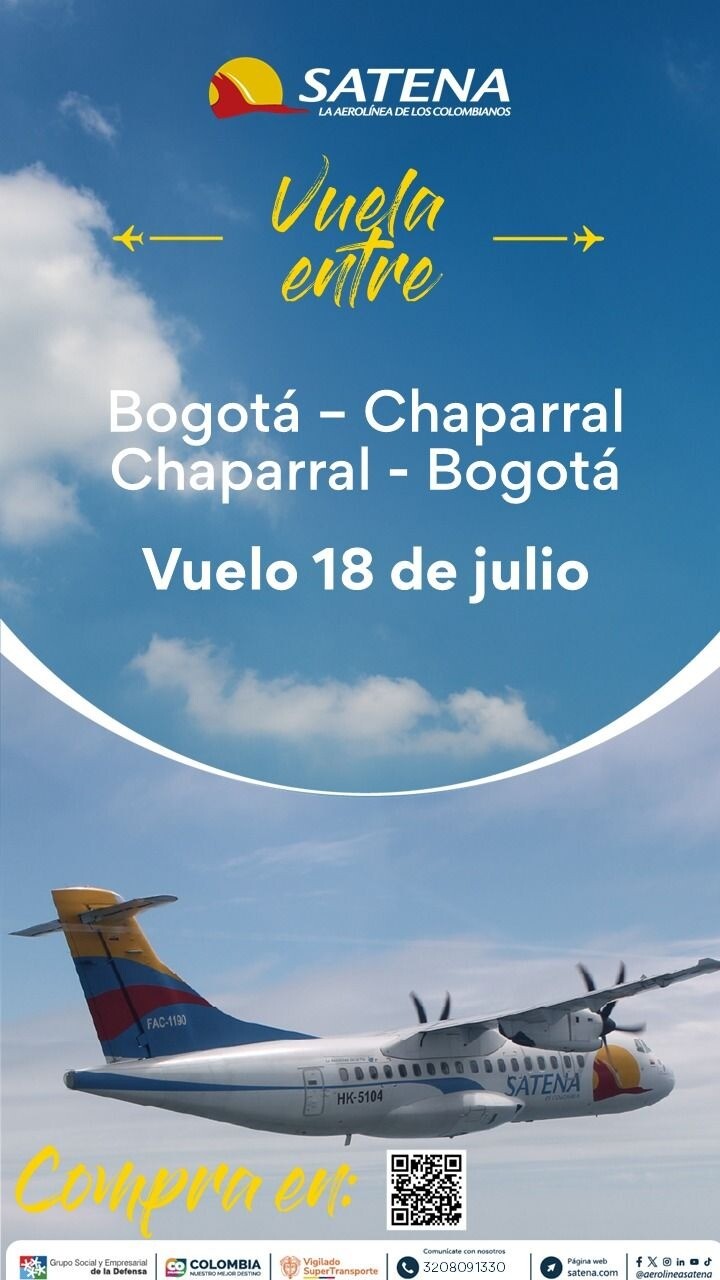 Se inaugura por primer vez, vuelo directo Bogotá Chaparral Tolima